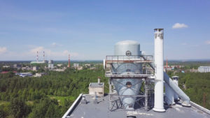 Cooling tower on a commercial roof