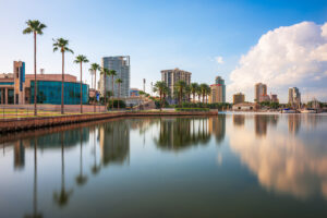 An image of a Florida city from the water.