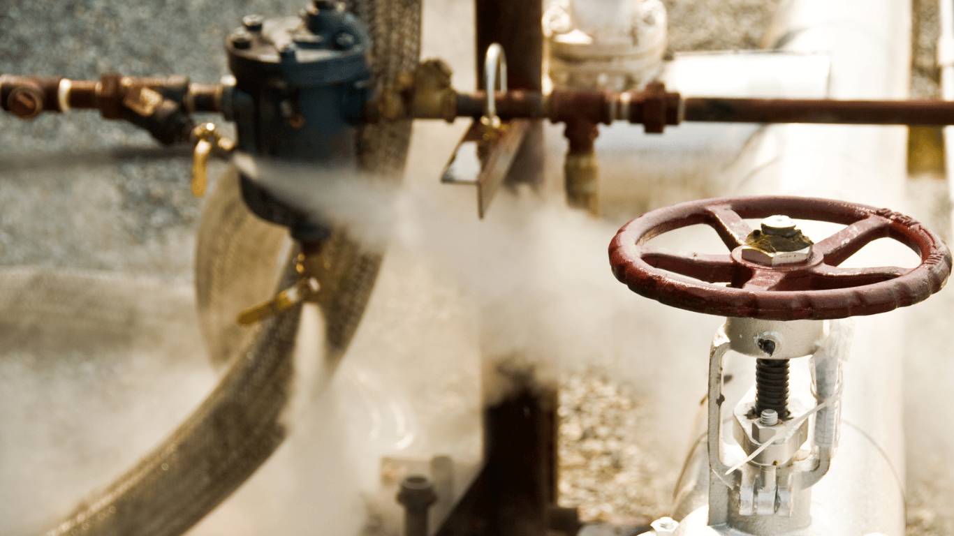 Industrial boiler piping and pressure steam valve for low pressure boilers, showing steam, pressure, heat, tubes, equipment, and safety components in an industrial system.