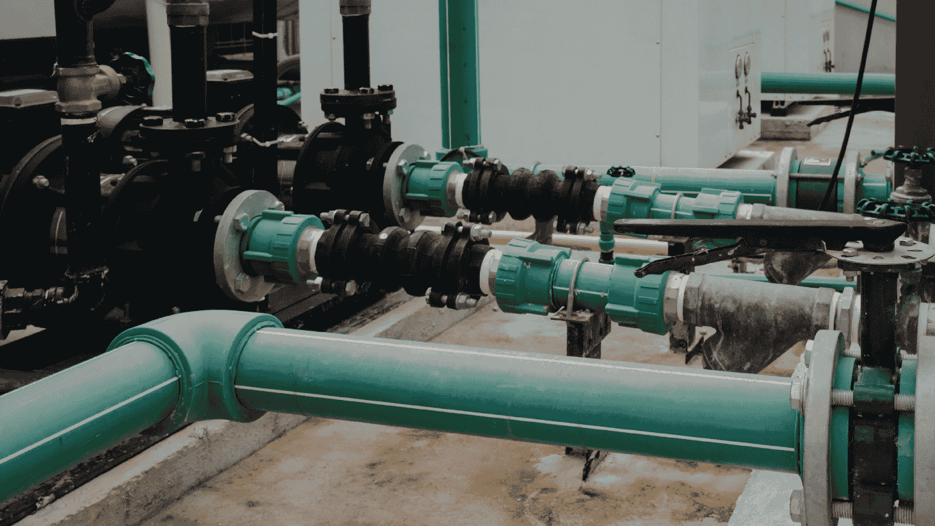 Industrial piping and chemical handling system associated with chlorine dioxide production and sodium chlorite use, showing infrastructure where sodium chlorite solutions may generate chlorite ions during industrial processes, distinct from consumer misuse of toxic substances such as drink miracle mineral solution or master mineral solution. The food and drug administration has warned consumers and the food and drug administration continues to caution that chlorite ions and chlorite ions exposure from miracle mineral supplement products are linked to dehydration acute liver failure, hemolytic anemia, respiratory failure, and other health risks when misused, especially outside regulated industrial systems using cold water dilution and controlled conditions.