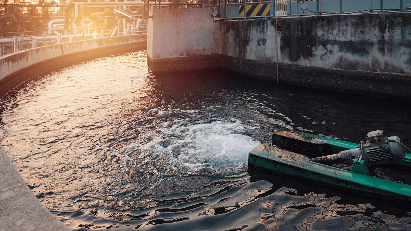 Industrial water treatment system showing water flow, treatment, disinfection, and water systems used to maintain water quality, system efficiency, safety, and safe water while supporting biofilm control and prevention.
