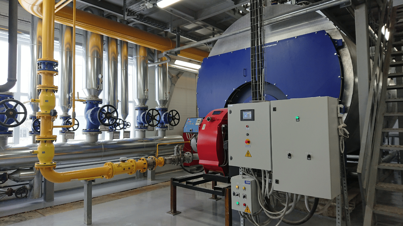 Industrial water treatment and filtration systems with pipes, valves, filters, and control equipment for improving water quality.