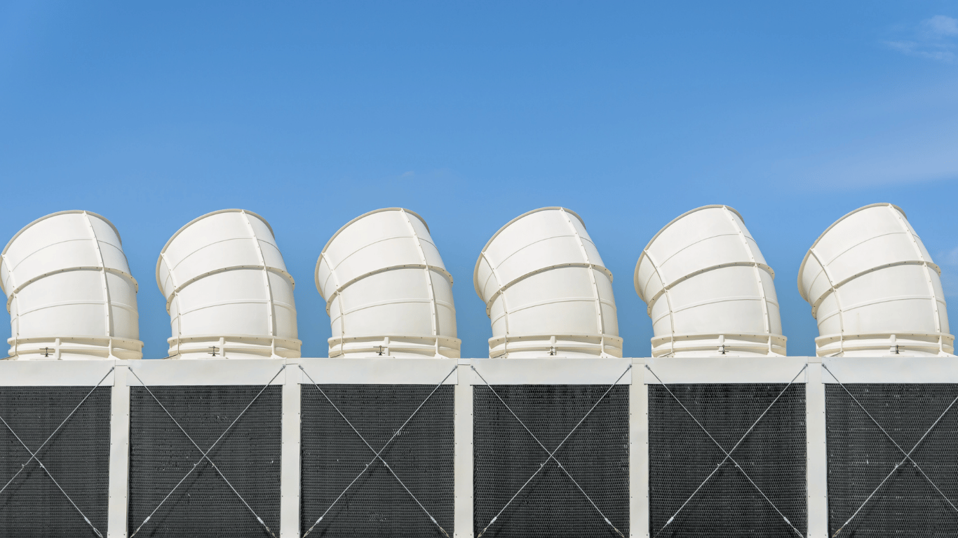 Cooling tower services Orlando FL, showing industrial cooling towers and ventilation equipment for cooling tower maintenance, tower repair, water treatment, corrosion control, and energy efficiency.